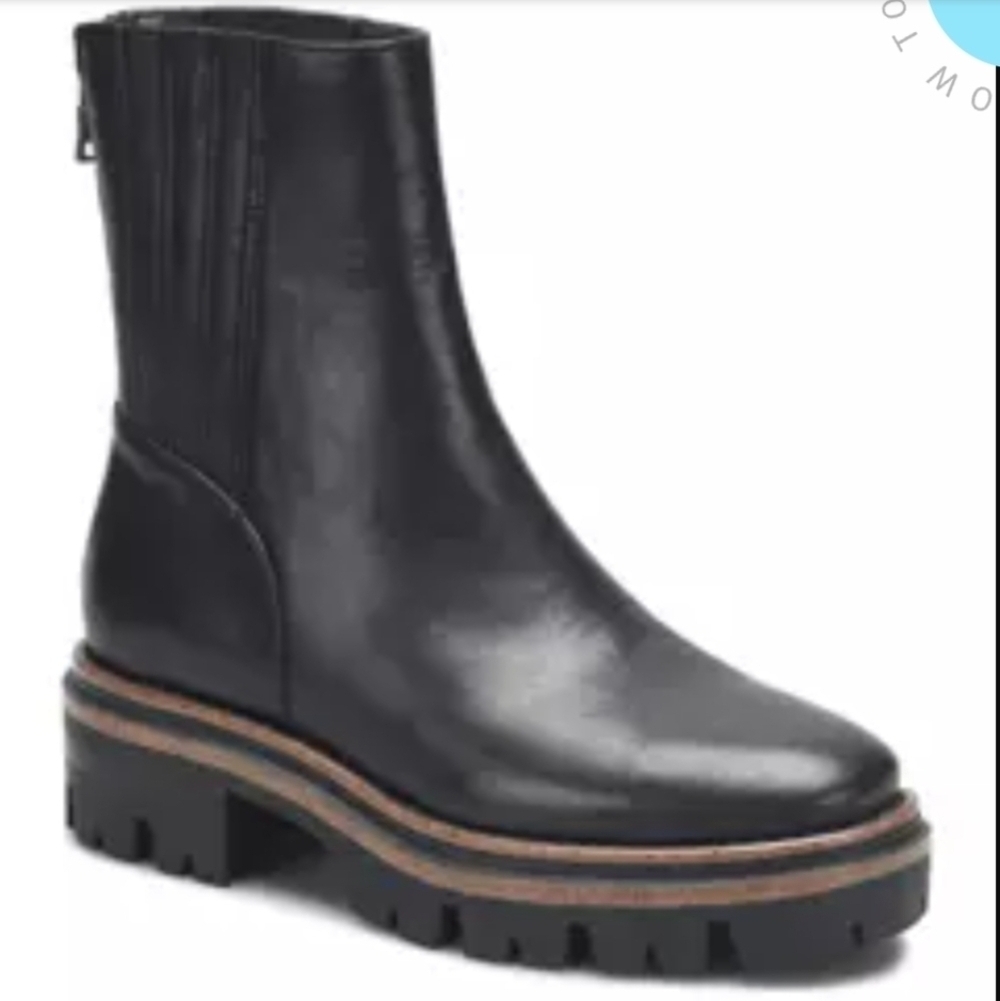 Korks Kork-Ease Vivi Lug Black Chunky Heel Ankle Boots